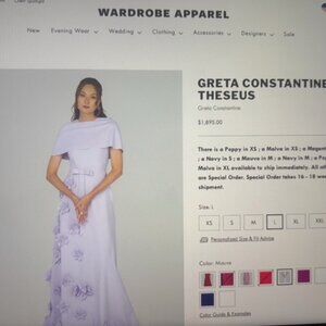 Greta Constastine- Thesus Style-Lavendar Formal Long Dress Size 14/16